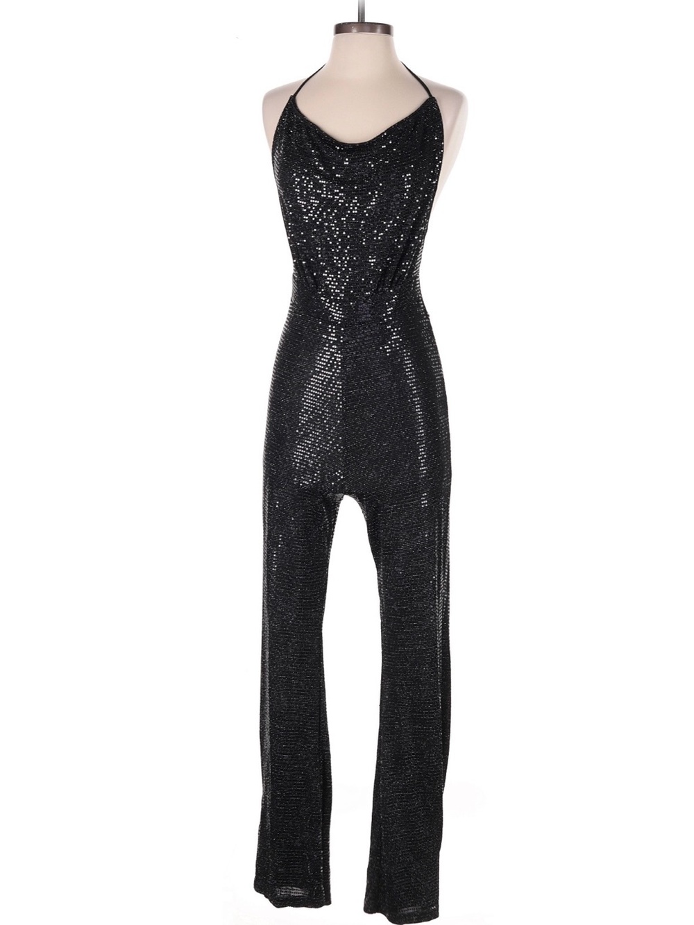 Sincerely Jules Black Sequin Halter Jumpsuit SMALL